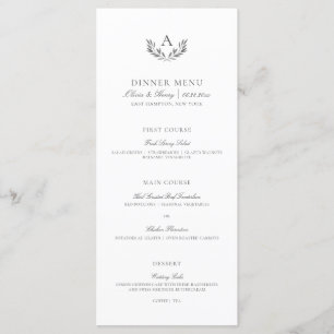 Menu Olivia Elegant Simple Grey Mariage blanc