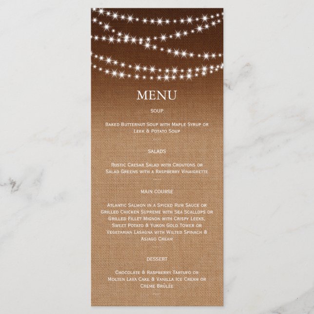 Menu Ombre Burlap Twinkle Lights (Devant)