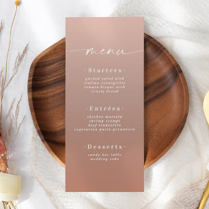 Menu Ombre en terre cuite et Mariage rose pâle