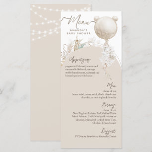 Menu On peut attendre le Baby shower Boho Moderne