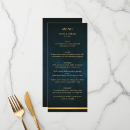Menu Or Emerald Velvet Élégant Mariage de conte fée
