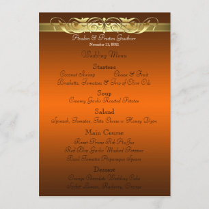 Menu orange de mariage de Grande -Duchesse rouleau