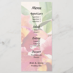 Menu Orchidées Cattleya pêche et cramoisi