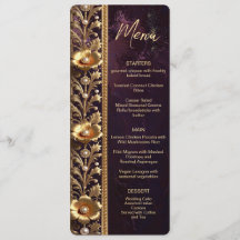 Menu Ornement Floral Doré avec Perles