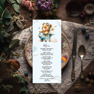 Menu Ours en peluche de l'aquarelle mignon