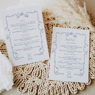 Menu Ours en peluche élégant cadre vintage Toile de Jou