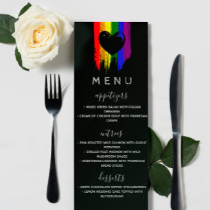 Menu Paint Strokes Pride Drapeau & Black Heart Mariage