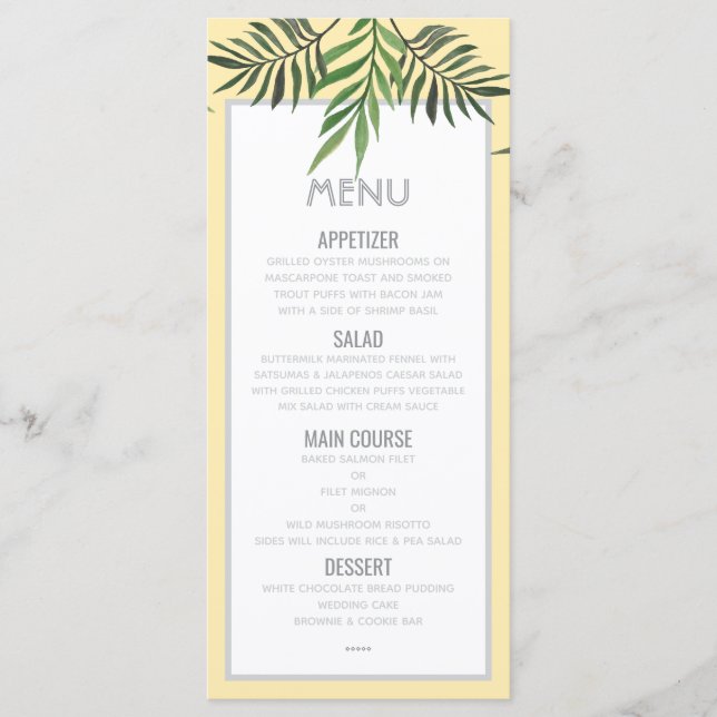 Menu Palm Springs (Devant)