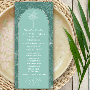 Menu Palm Tree Aqua Beach Wedding