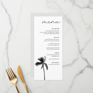 Menu Palm Tree Noir & Blanc Dîner Mariage moderne