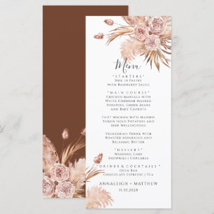 Menu Pampas Grass Terracotta Aquarelle Mariage