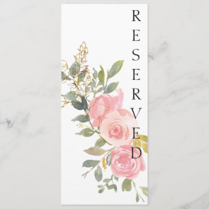 Menu Panneau de chaise floral rose pâle aquarelle luxur