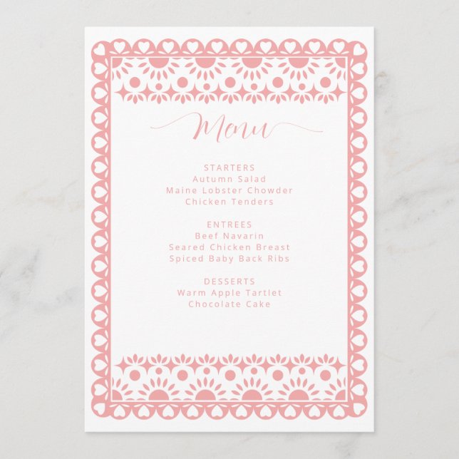 Menu Papier mexicain Picado Cielito Lindo Baby shower (Devant)