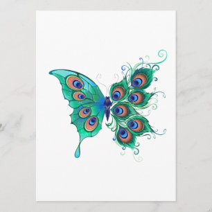 Menu Papillon aux plumes de paon vert