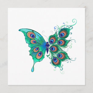 Menu Papillon aux plumes de paon vert