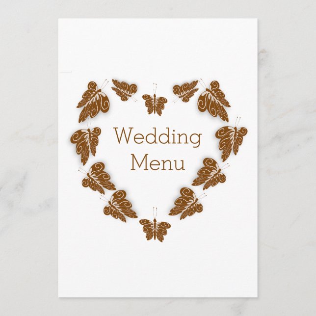 Menu Papillons couleur chocolat Mariage design (Devant)