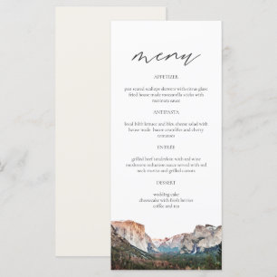 Menu Parc national YOSEMITE Skyline Watercolor Mariage