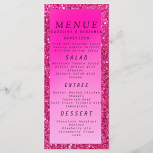 Menu parties scintillant d'or rose bleu rose script men