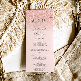 Menu parties scintillant d'or rose bleu rose script men