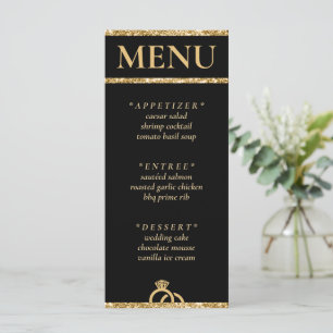 Menu Parties scintillant Noir & Or Réception de mariage