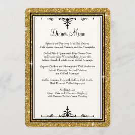 Menu Parties scintillant ornementale or rayé classique 