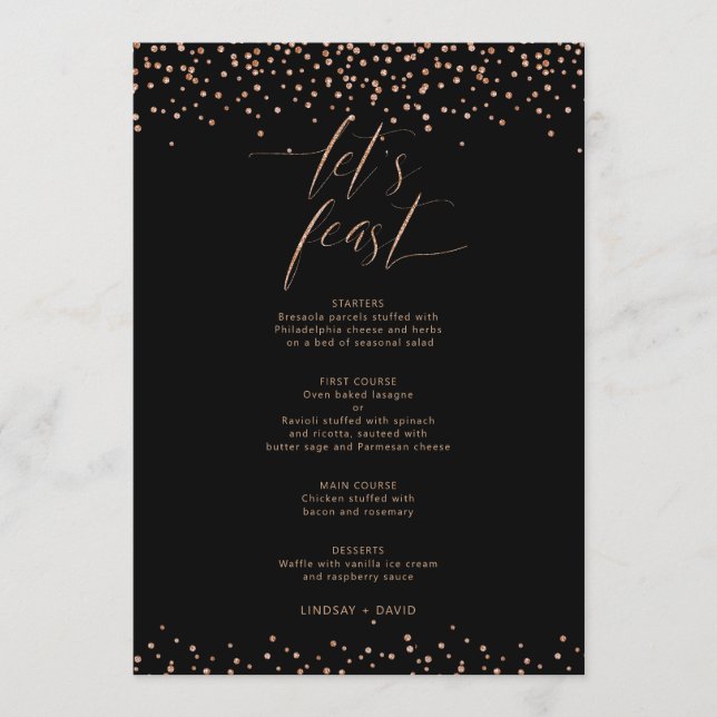 Menu parties scintillant rose en or scintillons Fête Me (Devant)
