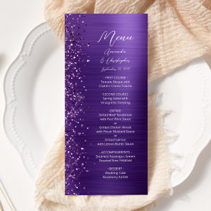 Menu Parties scintillant violet de glam brossé Mariage 