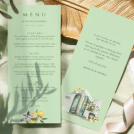 Menu Pastel Citrus Watercolor Double Side Wedding 