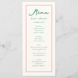 Menu Pastel écriture manuscrite Pinky Green Mariage rét