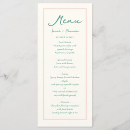 Menu Pastel écriture manuscrite Pinky Green Mariage rét