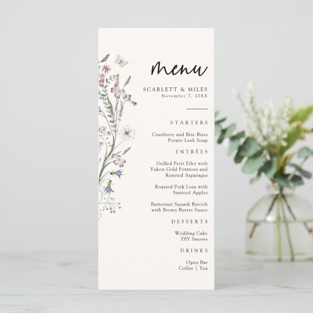 Menu Pastel Floral Mariage (Debout devant)