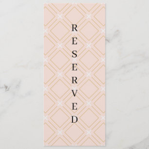 Menu Pastel Peach et Gold Géométrique Chaise Réservée
