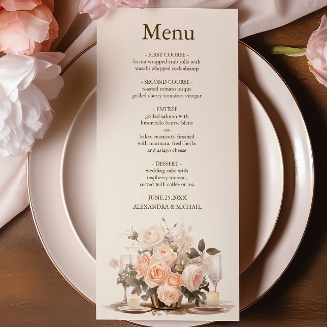 Menu Pastel Soft Blush Peach Floral Mariage (Créateur téléchargé)
