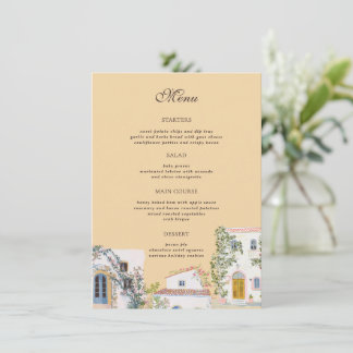Menu Pastel Watercolor Mediterranean Italian Wedding