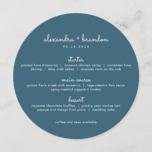 Menu Patiné Blue Round Mariage