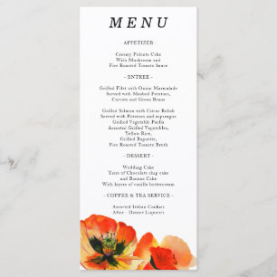 Menu Pavot Fleur Aquarelle Peinture Mariage célébrité