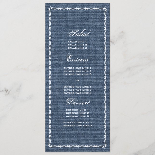 Menu Pays Bleu Denim et fil Barb (Devant)