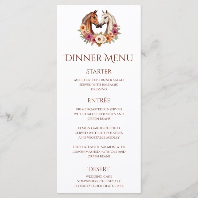 Menu Pays Chevaux de l'Ouest (Devant)