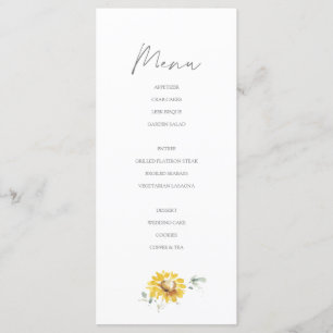 Menu Pays Russe Tournesol Jaune Mariage d'aquarelle