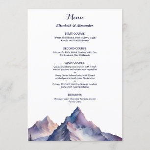 Menu Paysage des montagnes couvertes de neige mariage