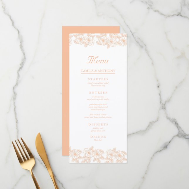 Menu Peach Fuzz minimaliste Motif tendance (Devant/Arrière en situation)