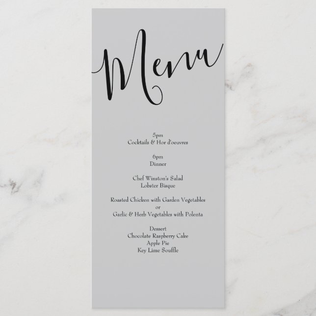 Menu Peach Grey Mariage Spring Floral (Devant)