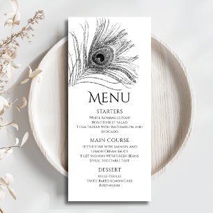 Menu Peacock Feather Chic Parties scintillant Bat mitzv