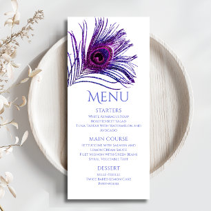 Menu Peacock Feather Chic Parties scintillant violet Ba