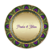 Peacock Feathers Gold Mariage indien moderne