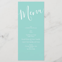 Menu Pêche Aqua Turquoise Mariage Roses Floral
