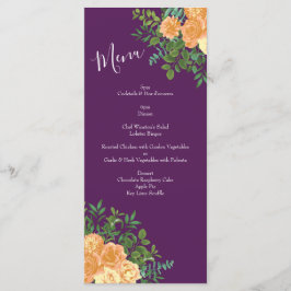 Menu Pêcher Mariage violet Roses floraux