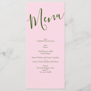 Menu Peine rose pâle et Mariage Rose Floral