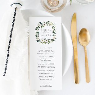 Menu Peony blanc Aquarelle Mariage de cadre Floral