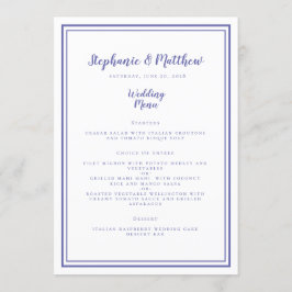 Menu Périwinkle Bleu Moderne Simple Mariage Cadre Chic